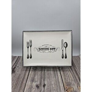 Grasslands Road "Dining In is the new Dining Out" Rectangle Serve Plate on Stand